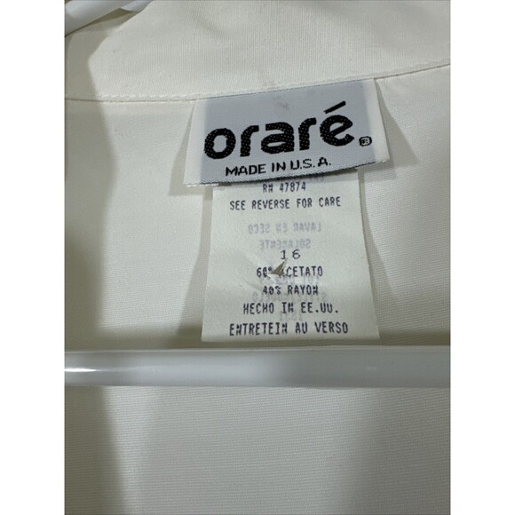 Vintage Women's 90s Orare Formal Shirt Ivory Blouse Long Sleeve Button up Sz 16 - Picture 9 of 12